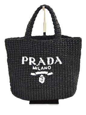 Prada signature logo raffia bag #202-66